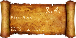 Kirr Alex névjegykártya